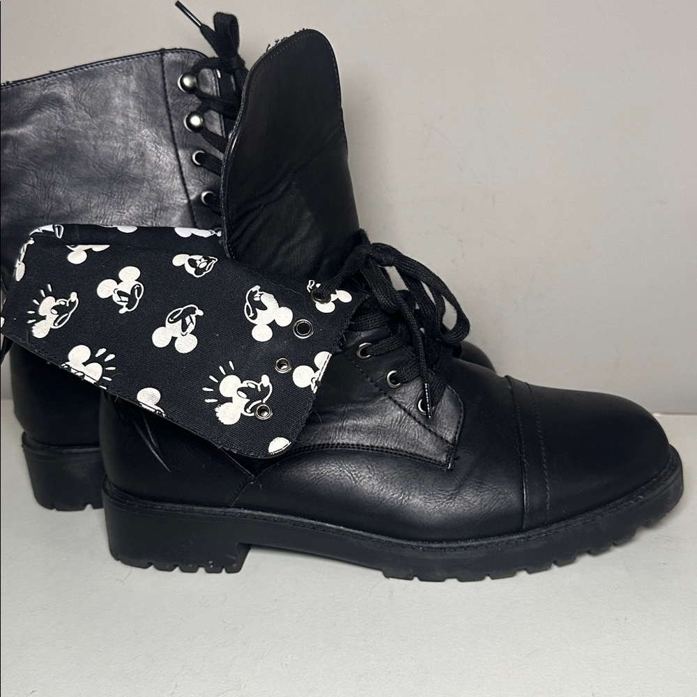 Disney embossed Black faux Leather Women's Boots size 12 wide - Picture 3 of 8